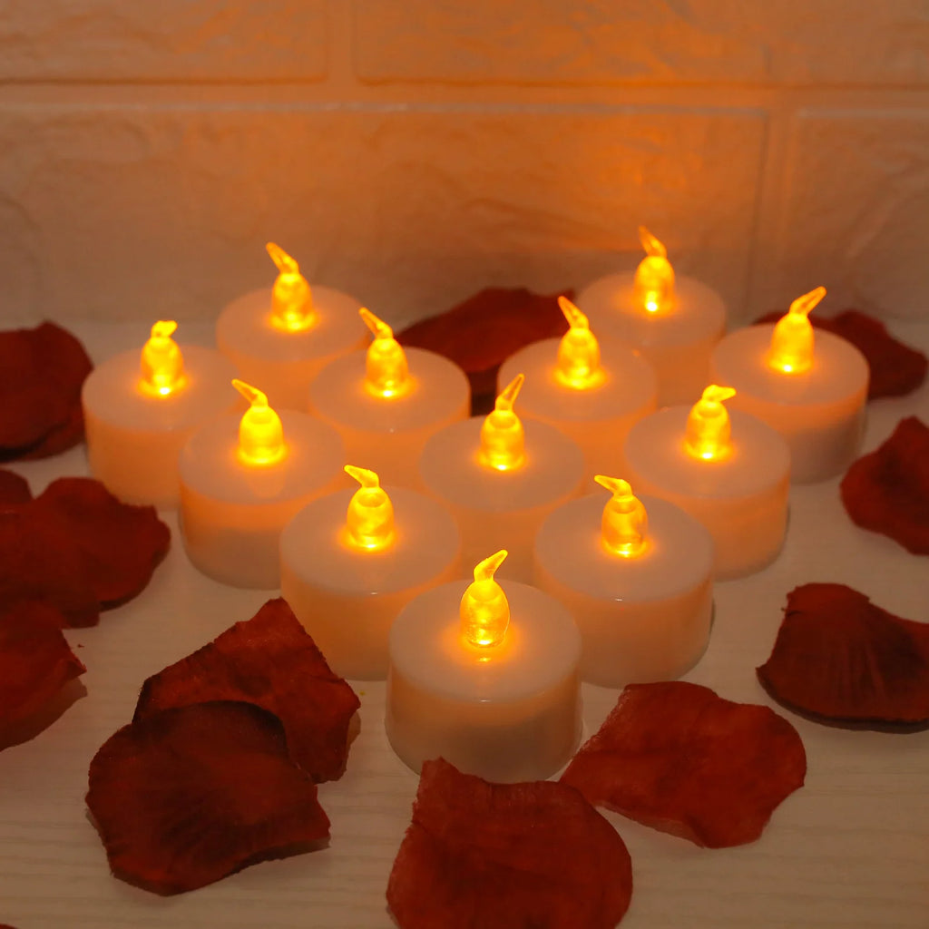 12/24Pack Battery Tea Lights LED Realistic Flameless Flickering Warm Yellow Candle Holiday Gift for Party Wedding Home Decor