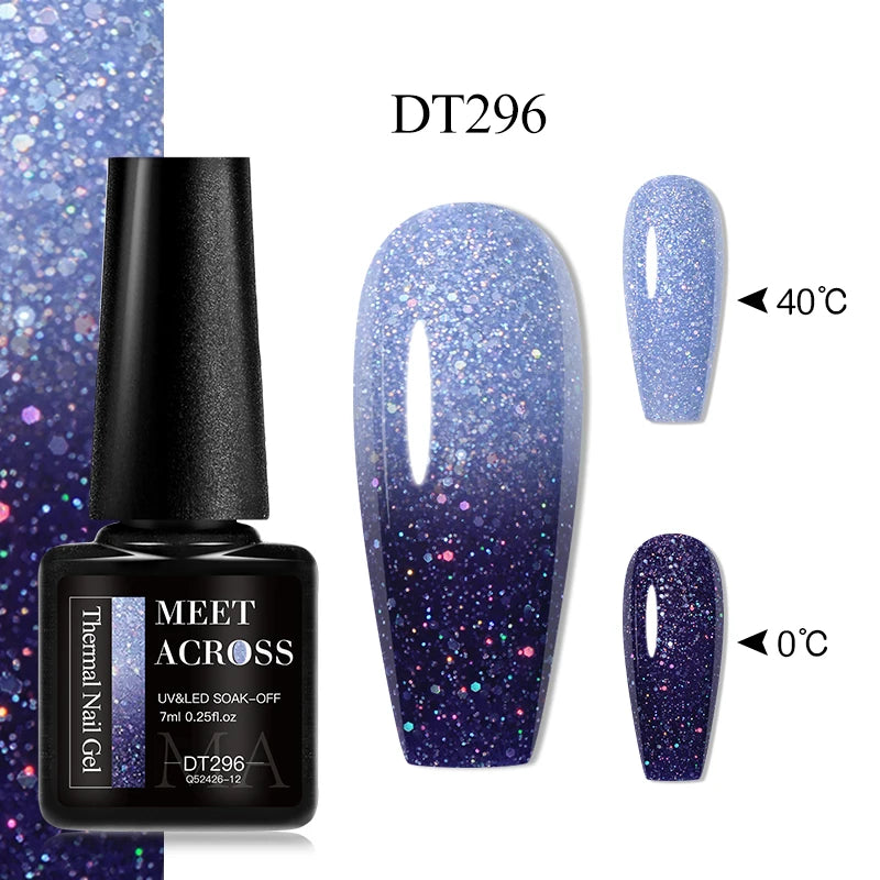 MEET ACROSS 75 Colors Thermal Nail Gel Polish 3 Colors Changing Nail Art Supplies for Manicure DIY Design Long Lasting UV/LED