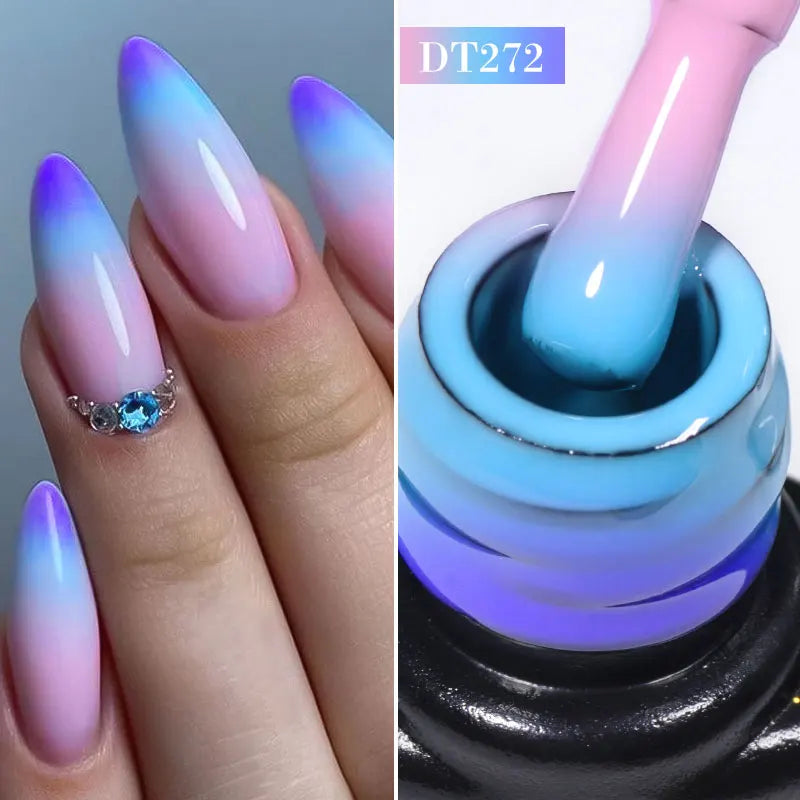 MEET ACROSS 75 Colors Thermal Nail Gel Polish 3 Colors Changing Nail Art Supplies for Manicure DIY Design Long Lasting UV/LED