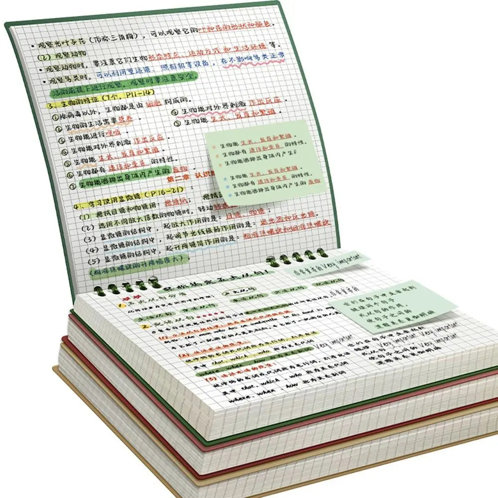 Multifunctional 120 Pages Loose-leaf Notebook Flip Up Color Notepad Grid Inner Pages Detachable Diary Book Students