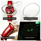 RUIXINE Fashion Woman Watches Waterproof Luminous Date Leather Quartz Wristwatch Elegant Dress Ladies Watch For Woman's Gift