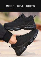 Safety Shoes Men Steel Toe Boots Anti-smash Anti-puncture Safety Work Shoes Men Lightweight Breathable Protective Shoes Black