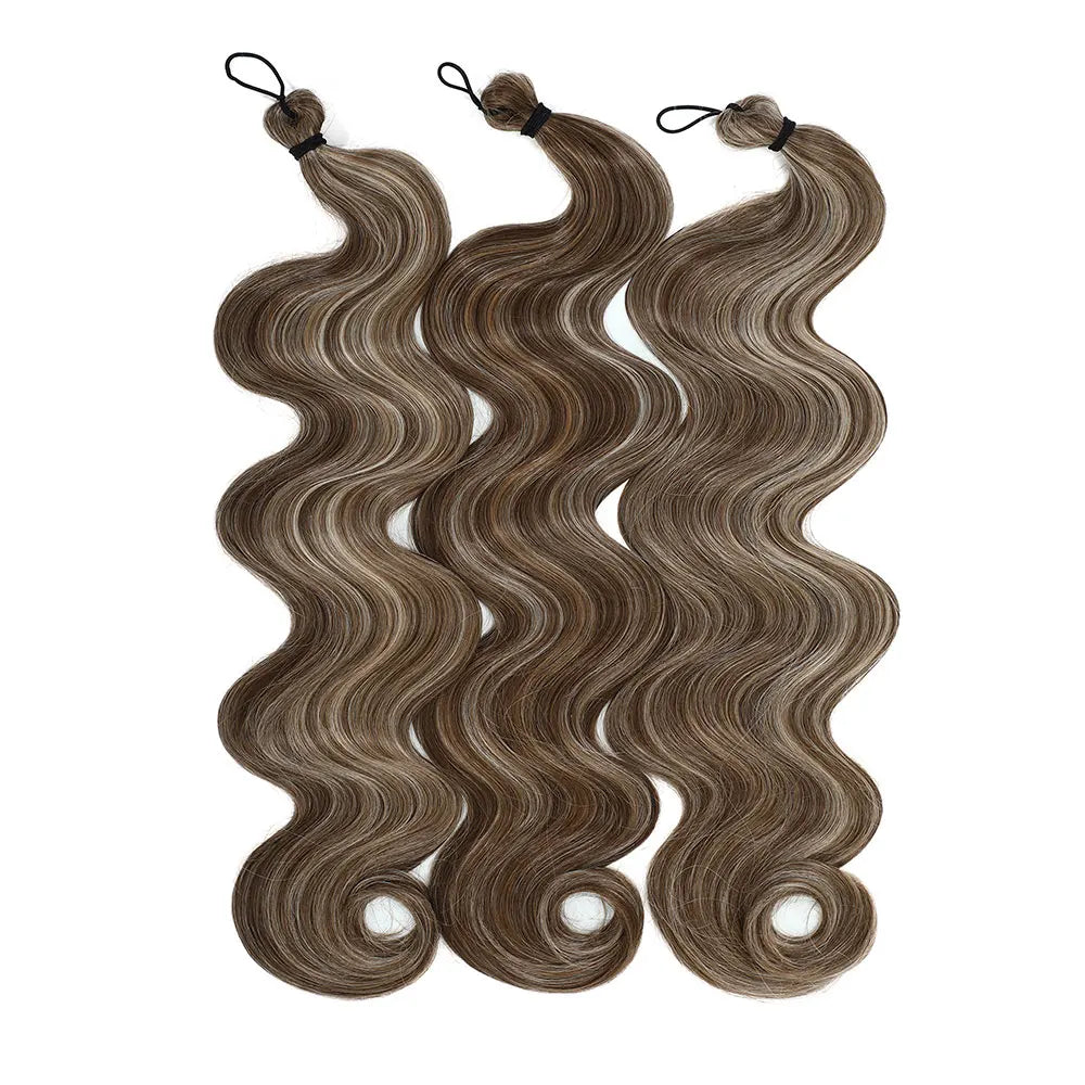 26 inch Body Wave Crochet Hair 3PCS Synthetic Braids Hair Ombre Blonde Balayage Natural Braiding Hair Extensions 300g/lot