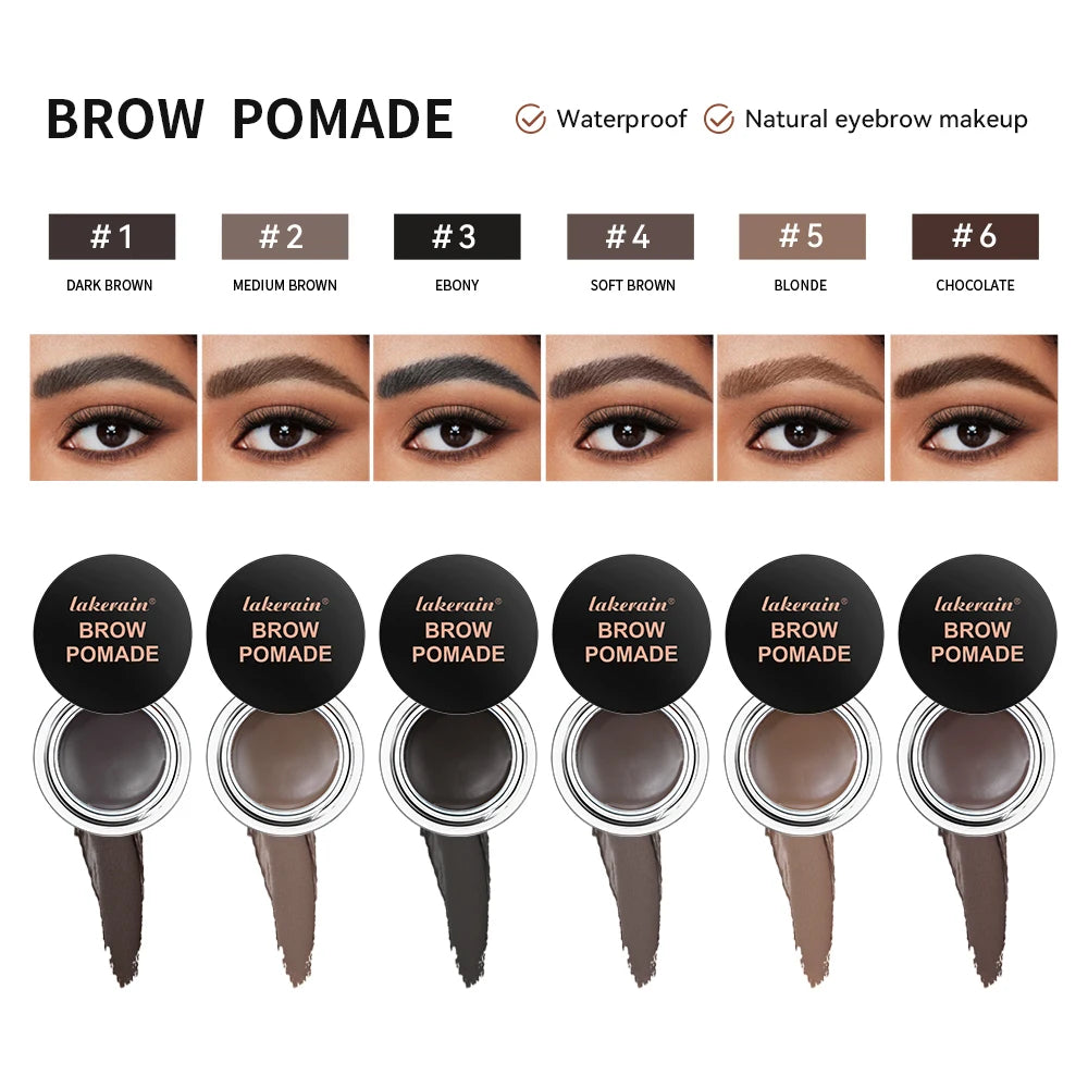 Lakerain Brow Pomade with Dual-Ended Brush Long-Lasting Waterproof Sweatproof Natural Smooth Eyebrow Brow Pencil Makeup
