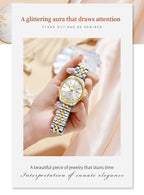 OLEVS 5593 Ladies Watches Original Luxury Quartz Wristwatch Stainless Steel Waterproof Luminous Day Date Watch Bracelet Set ﻿