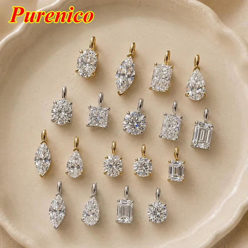 1-3ct Marquise Princess Emerald Pear Cut Women Moissanite Necklace Original 925 Sterling Silver Moissanite Diamond Jewelry Daily