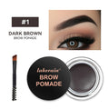 Lakerain Brow Pomade with Dual-Ended Brush Long-Lasting Waterproof Sweatproof Natural Smooth Eyebrow Brow Pencil Makeup
