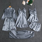 New Style Nightgown Women's Sleepwear Sexy Home Wear Bridesmaid Dress Long Sleeved Plus Size Five Piece Set Hot Selling Bathrobe