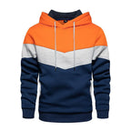 2025 New Men's Patchwork Hoodie Outdoor Casual Sportswear Street Fashion Men's Fleece Thermal Hooded Sweatshirt Fall Winter Coat