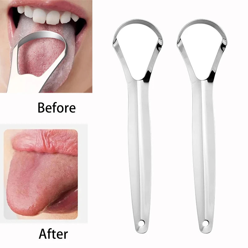 Halitosis Tongue Coating Tongue Scraper Stainless Steel Cleaning Remover Tongue Coated Brush Scraping Tongue Oral Hygiene Tools