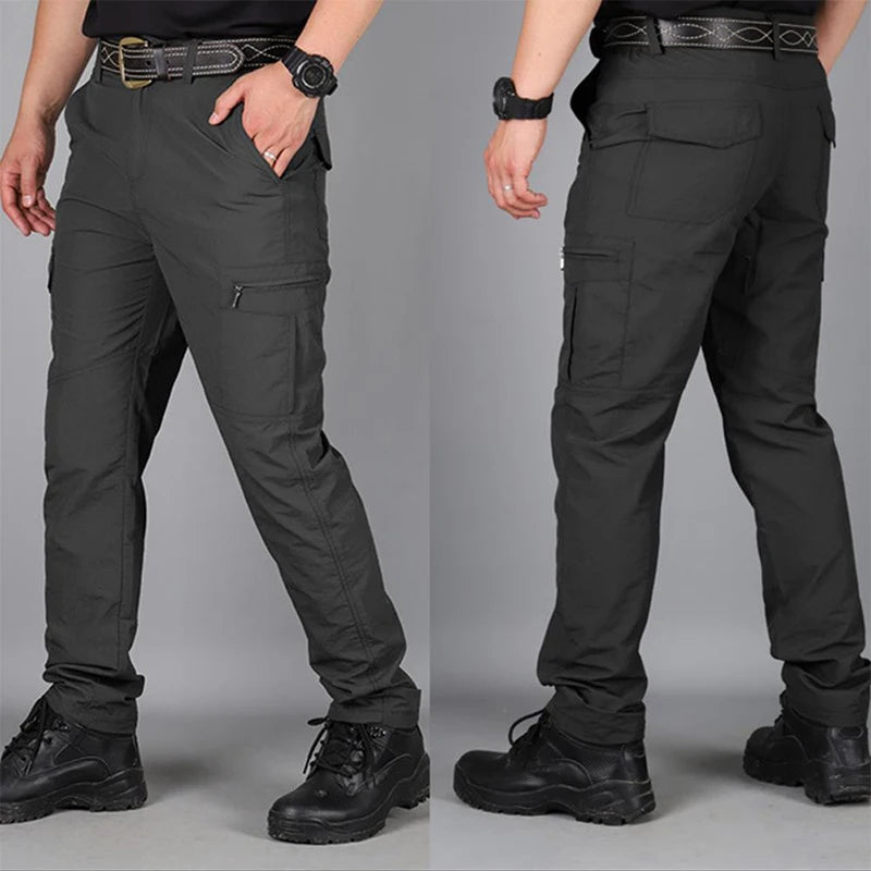 Summer Quick Dry Pants Men Tactical Cargo Trousers Outdoor Work Waterproof Cargo Trousers Multi-pocket Wear-Resistant Train Pant