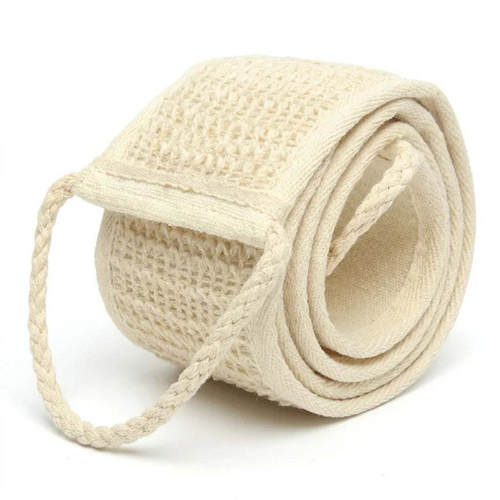 Natural Sisal Long Back Scrubber with Rope, Deep Cleaning Exfoliating Bath Towel Strip, Body Massage Loofah for Shower Spa Home