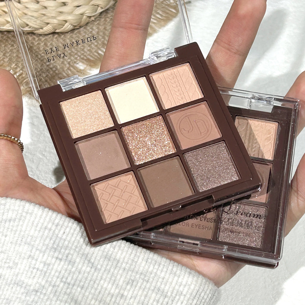 Chocolate Brown Eyeshadow Palette 9 Shades Matte Shimmer Long Wearing Cruelty Free Makeup