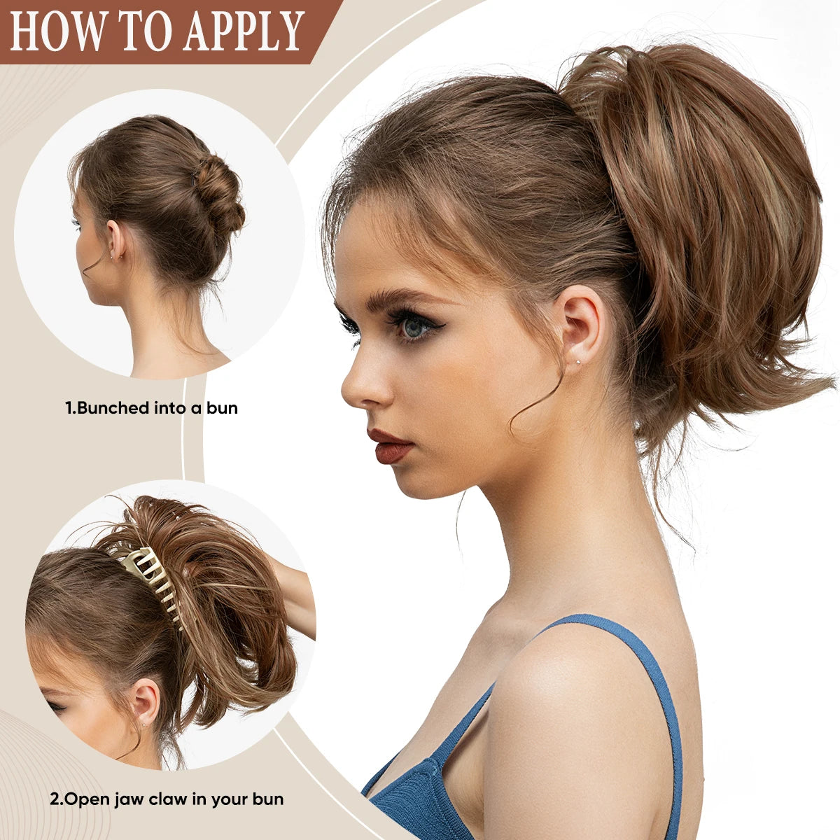 SARLA Synthetic Diy Claw Clip In Ponytail Extension Hairpiece Hair Bun Fake Blonde Hair False Pigtail for Women