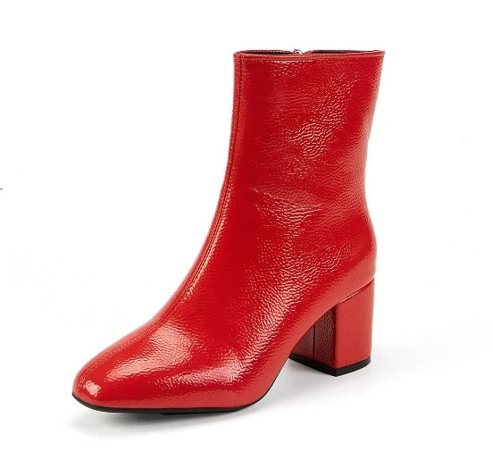 White Ankle Boots for Women 2024 Side Zipper Stretch Middle Heel Large Size Short Boot Fashion Pointed Shoes Botas De Mujer