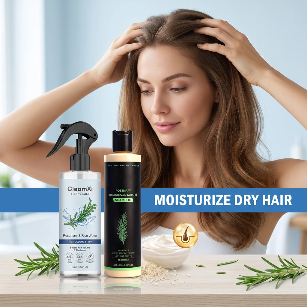 Rosemary Shampoo Set Hair Care Spray Herbal Shampoo with Hydrolyzed Keratin Plant Extract Hair Care Refreshing Hair Daily Use