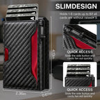 Men Carbon Fiber RFID Pop‑Up Credit Card Holder Magnetic Closure Slim Wallet With ID Window External Card Pocket