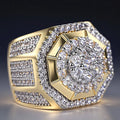 Huitan Gorgeous Two-tone Style Ring for Women Brilliant Cubic Zirconia Finger Jewelry Luxury Anniversary Party Accessories