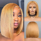 27# Blonde Short Bob Wig Human Hair 210% Straight 13x4 Lace Front Wig Human Hair Bob Wigs for Black Women Burgundy Brown Black