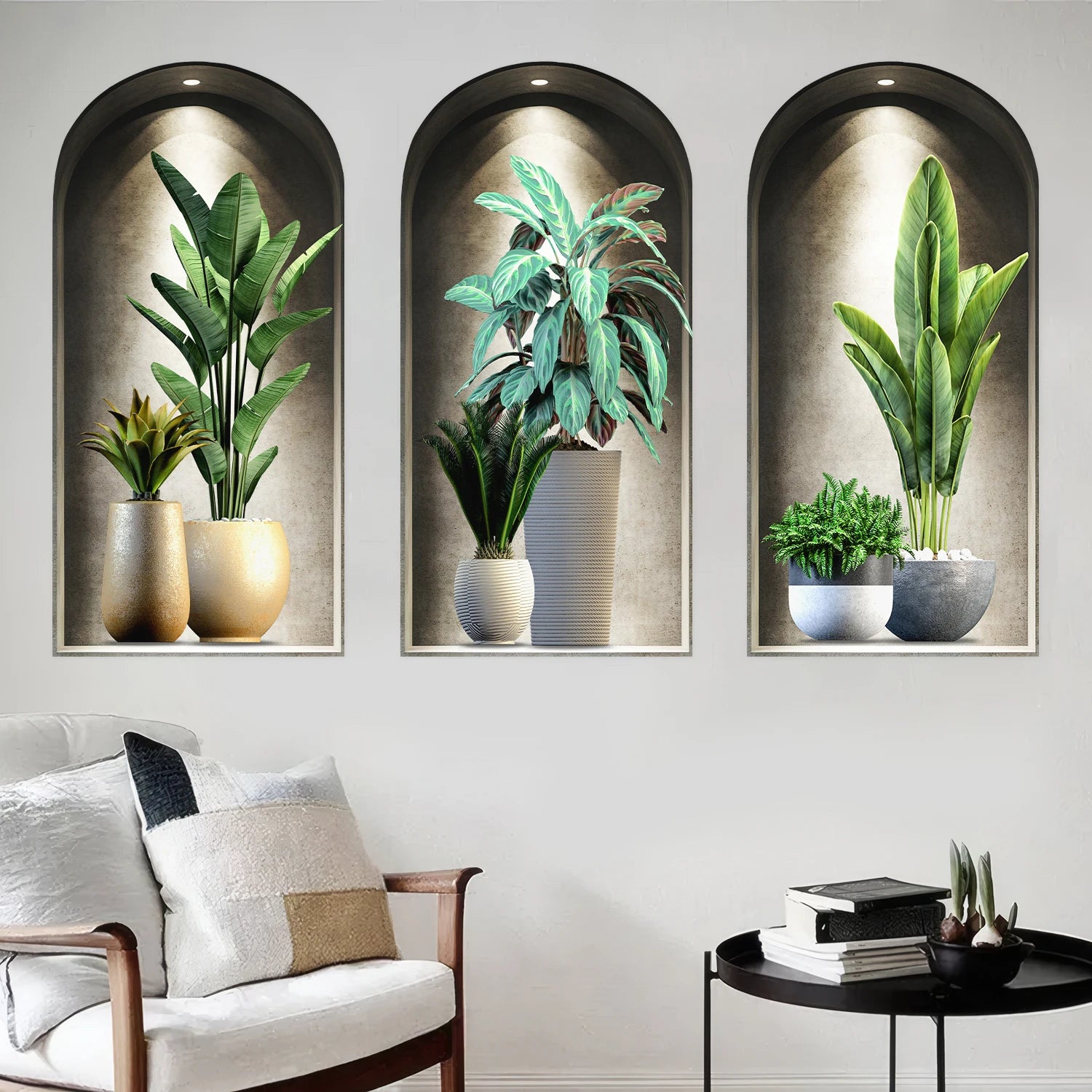 18 Styles Simulated Archway Niche Potted Plant Painting Wall Stickers Bedroom Living Room Hall Peel & Stick Art Mural Decals