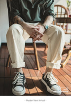 Maden Vintage 11.2oz White Cottonseed Hull Jeans Casual Loose Fit Straight Trousers for Men's Spring and Fall Chino Cargo Pants