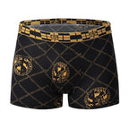 5-piece Set Of Black Gold Printed Men's Underwear Quick Drying Breathable Comfortable Elastic Casual Fashionable And Trendy