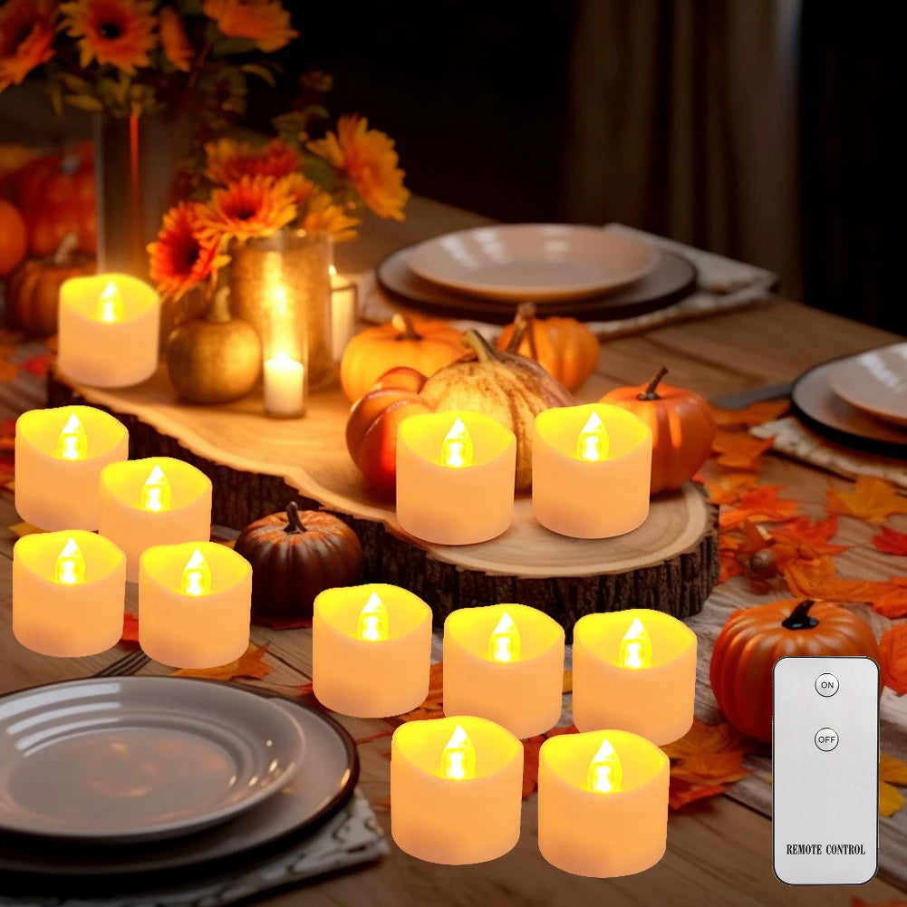 Flameless LED Electronic Candle with Remote Control LED Lighting with Flickering Flame Tea Lights Wedding Party Home Decor