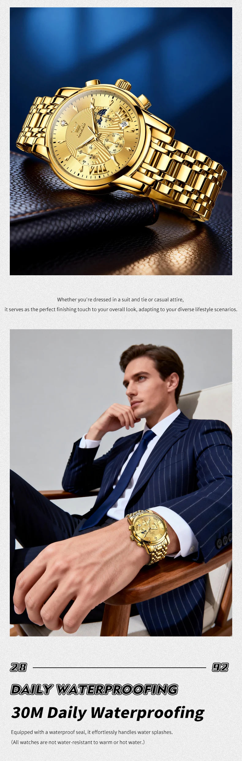 OLEVS Brand Watch Trendy Personalized Fashion Waterproof Luminous Quartz Men's Watch 2892