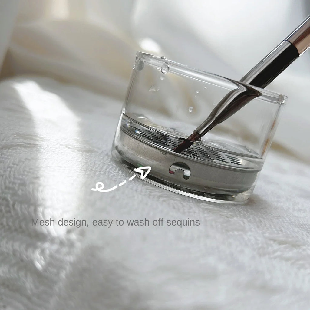 Nail Brushes Washing Cup Water Cleaner Easy Cleaning Portable Brush Mesh Layers Washer for Nail Art Sequins Nail Tools
