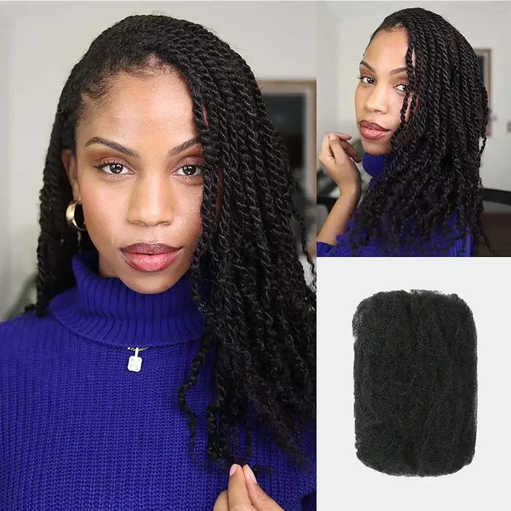 Brazilian QVR Afro Kinky Bulk Human Hair For Braiding Dreadlock Hair 50g/pc Virgin Natural Brown Remy Human Hair Debut Extension