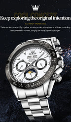 OLEVS 6654 Luxury Brand Original Automatic Man Watch Stainless Steel Waterproof Moon Phase Dual Calendar Mechanical Wristwatches