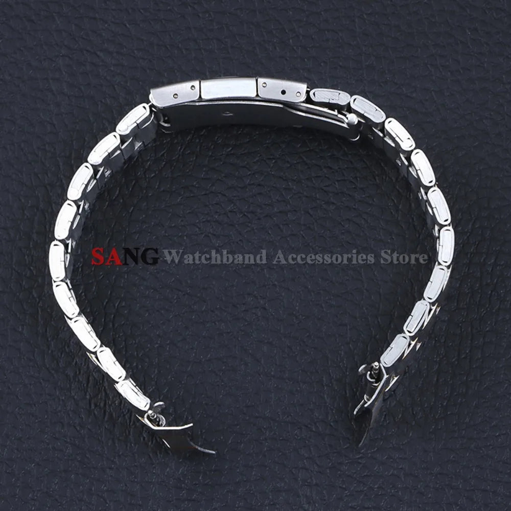 Curved End Watchband Men Women Metal Bracelets 20mm 22mm Stainless Steel Sport Strap Universal Replacement Wristband Accessories