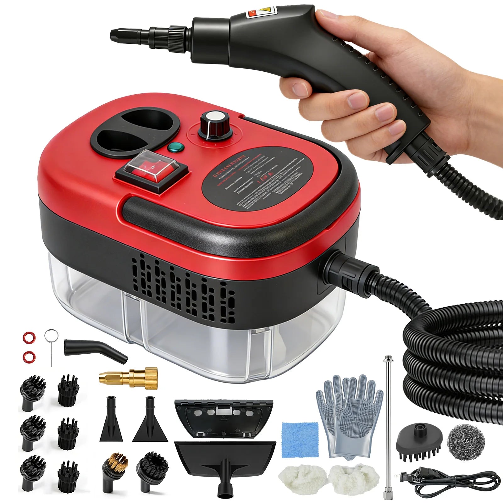 2500W Portable Handheld Steam Cleaner High-Temperature 1200ML Adjustable 105°C 6 Levels 20 Accessories With Brush Heads