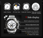 OLEVS 6654 Luxury Brand Automatic Mechanical Watch for Men 30m Waterproof Luminous Chrono Moon Phase Calendar Original Man Watch