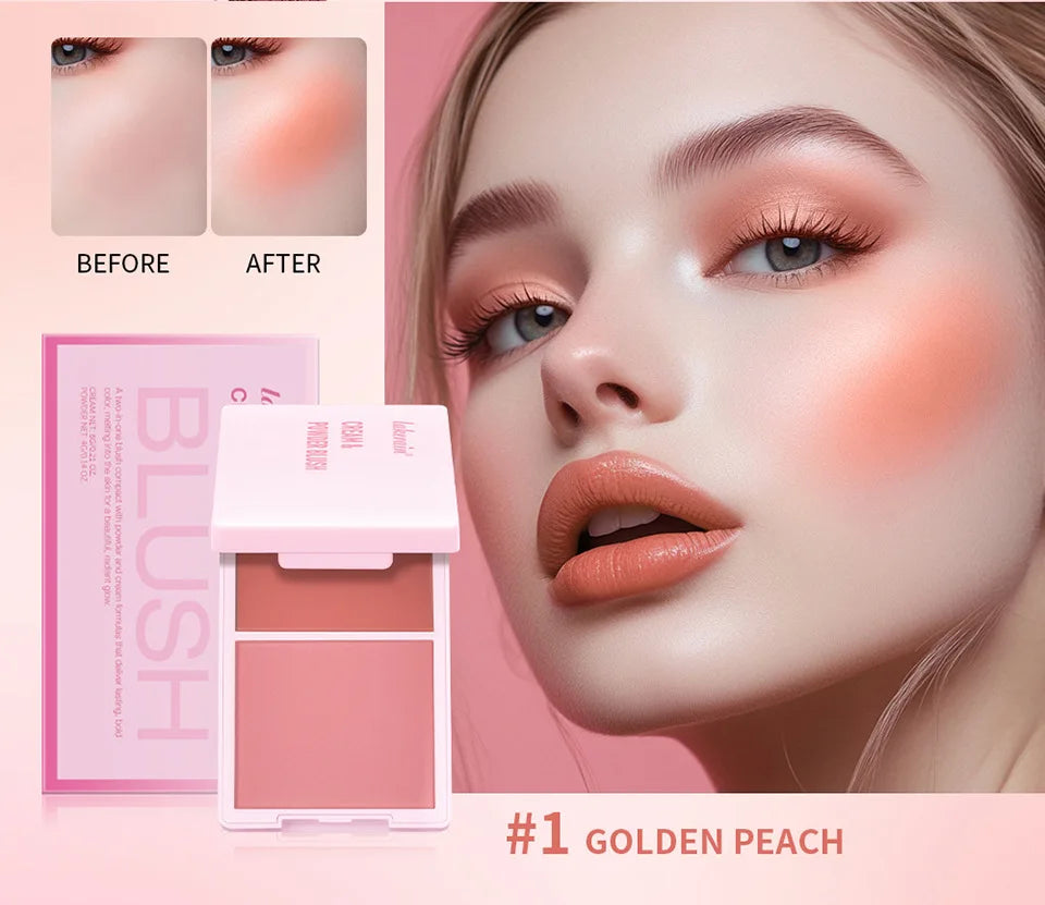 Matte Cream/powder Blush 2-in-1 Natural Moisturizing Waterproof Longlasting Shimmer Cheeks Rouge Highly Pigment Makeup Cosmetics