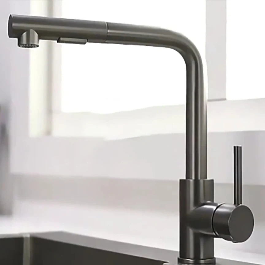 Kitchen pull-out faucet 304 stainless steel hot and cold faucet black sink faucet with two levels of water outlet