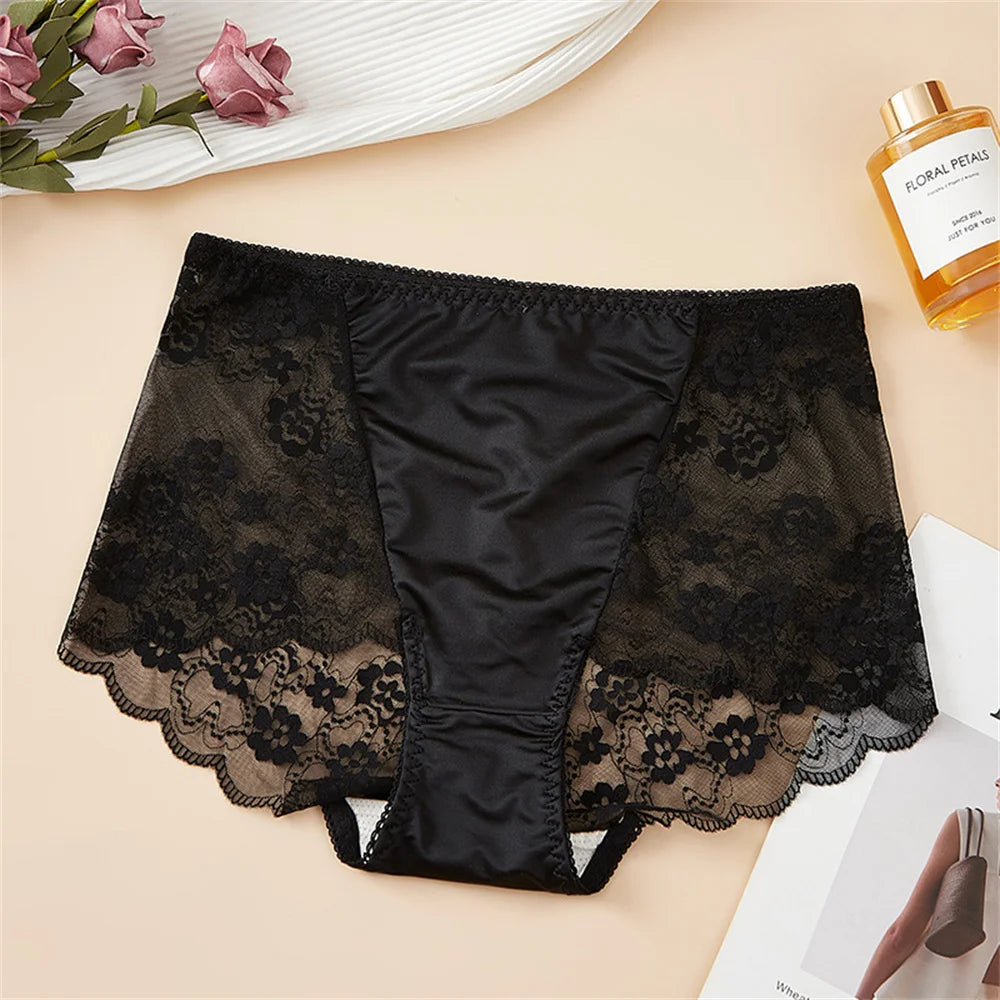 L-4XL Women High Waist Panties Women Plus Size Sexy Transparent Underwear Seamless Female Briefs Hollow Out Lingerie
