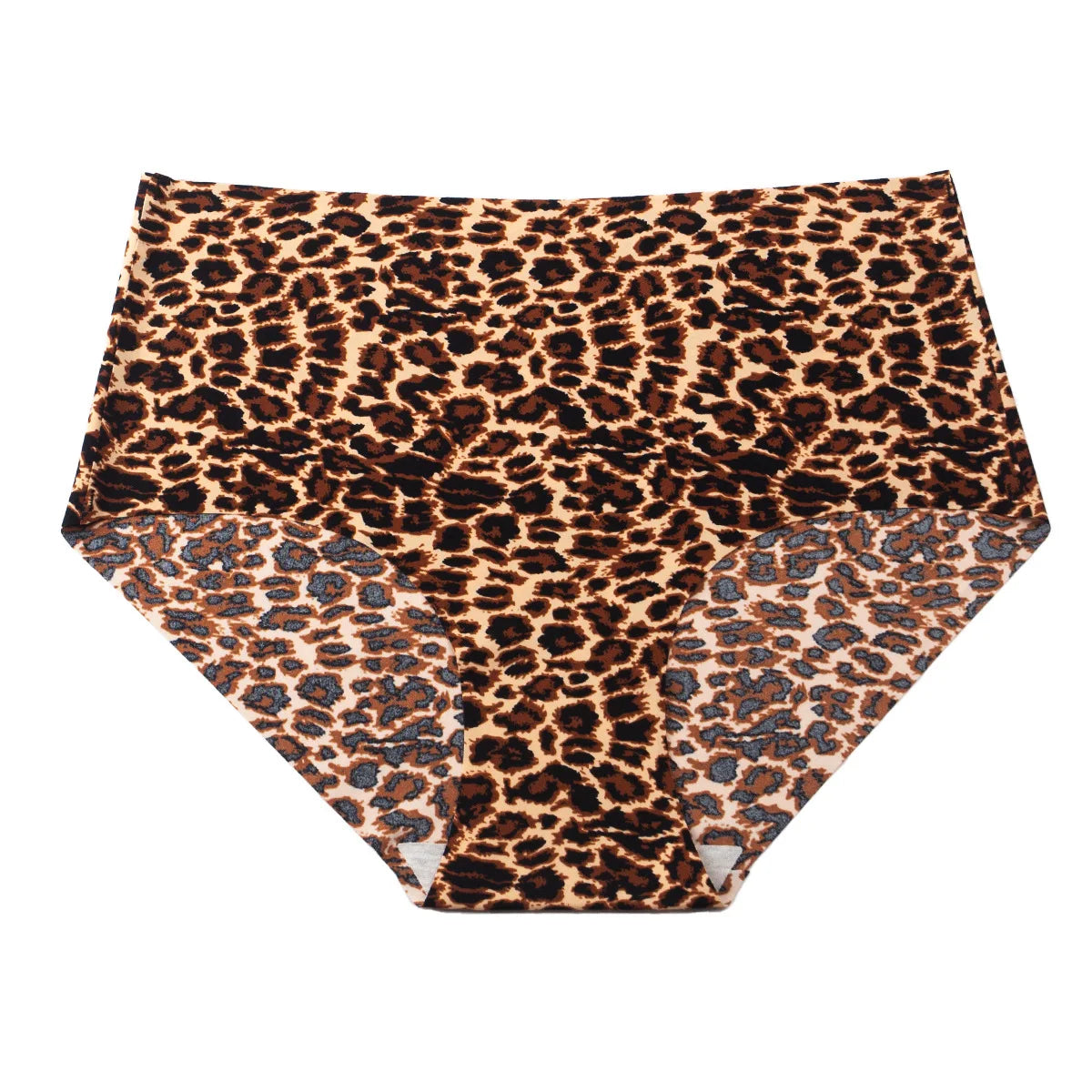 3pcs Women's Seamless Ice Silk Panties Female Mid Waist Plus Size Leopard Print Underwear Girls Fashion Brief Lady Comfort Panty