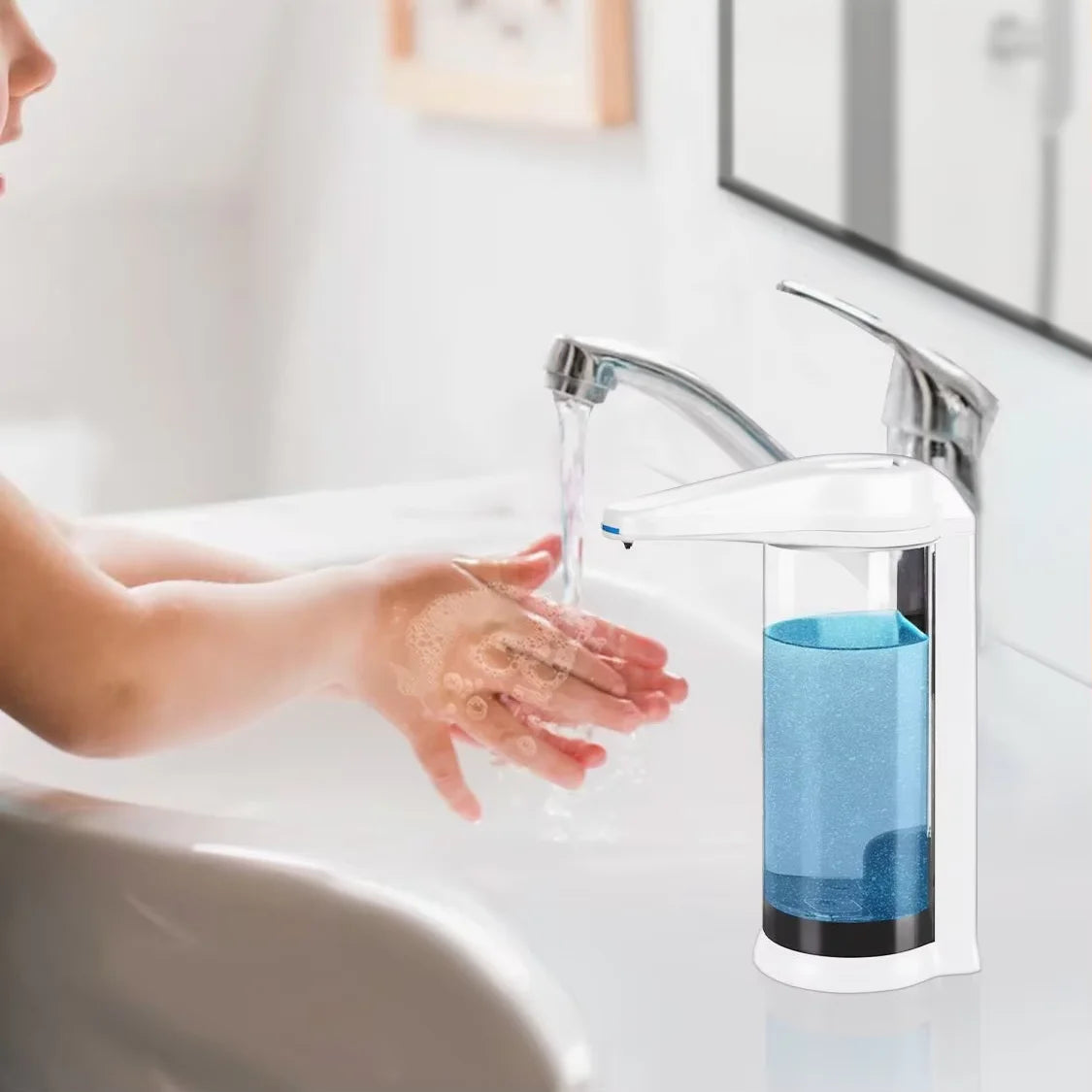 SVAVO Automatic Soap Dispenser Compact Sensor Pump Adjustable Soap Dispensing Volume Control Battery Operated 500Ml For Kitchen