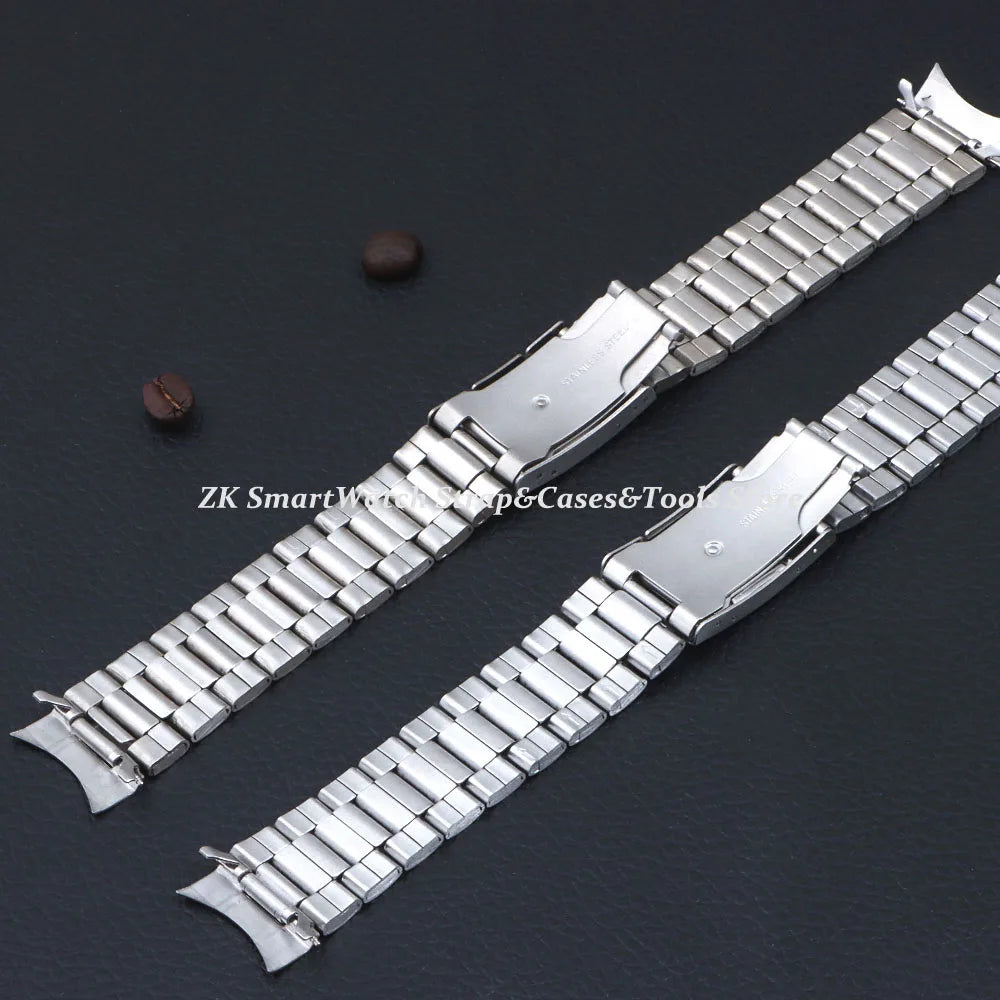 20mm 22mm Watch Straps Steel Metal Watch Bands Curved Arc End Bracelet Waterproof Diving Replacement Wristband Belt Accessories
