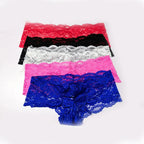 1pc Men's Sexy See Through Lace Pouch Lingerie Panties Bikini Briefs Underwear Low Waist Breathable Solid Color