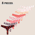 8Pcs/Set Traceless Ice Silk Low Waist Panties For Women Sexy Butterfly Leopard Print Thongs Underwear Ladies Breathable Lingerie