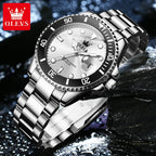 OLEVS New Man Watch Luxury Top Brand One-Way Rotating Outer Ring Design Quartz Watch for Men Auto Date Waterproof Wrist Watches