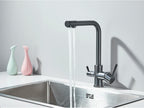Chrome Purified Water Kitchen Faucet Pure Water Filter Deck Mounted Faucet Crane Dual Handles Hot Cold Water Mixer Taps