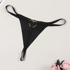 All New Adult Solid Heart Linked Thongs, Intimates Panties, Women's Sexy Lingerie & Underwear Crotchless G-string