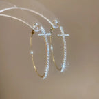 Shiny Big Circle Hoop Earrings for Women Exquisite Rhinestones Ear Buckles Earrings High-end Geometric Ear Rings Jewelry
