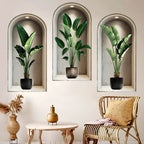 18 Styles Simulated Archway Niche Potted Plant Painting Wall Stickers Bedroom Living Room Hall Peel & Stick Art Mural Decals