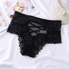 Women's Panties Sexy Women Lace Trim Underwear High Waist Panties Hollow Out Underpant Solid Comfortable Female Breathable Plus