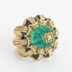 Vintage Pumpkin Blue Crystal Rings Open Finger Jewelry Black Dripping Oil Halloween Thanksgiving Day Accessories For Women 2025