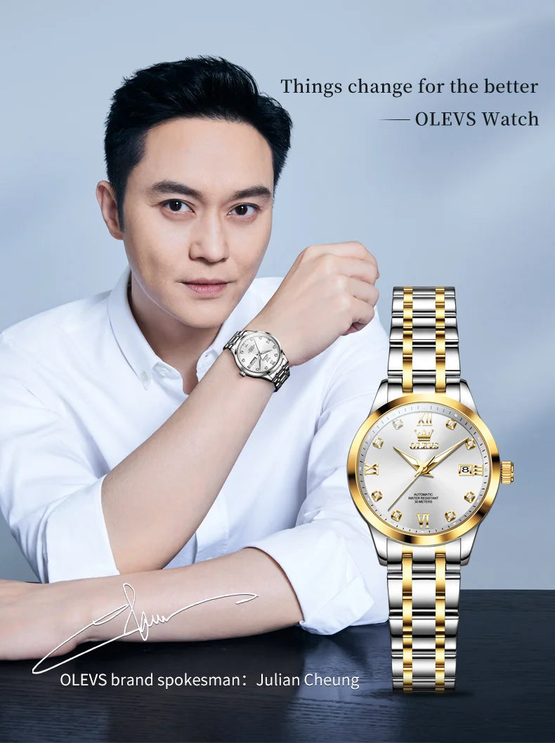 OLEVS 9946 Women Watch Auto Date Stainless steel Waterproof Luminous Automatic Mechanical Watch